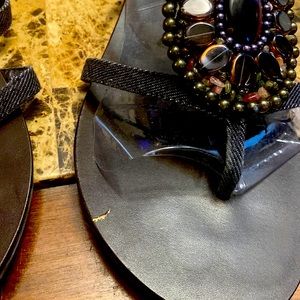 Dark Blue denim sandals.